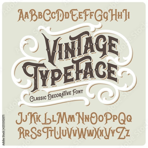 Vector vintage typeface with beautiful classic ornate