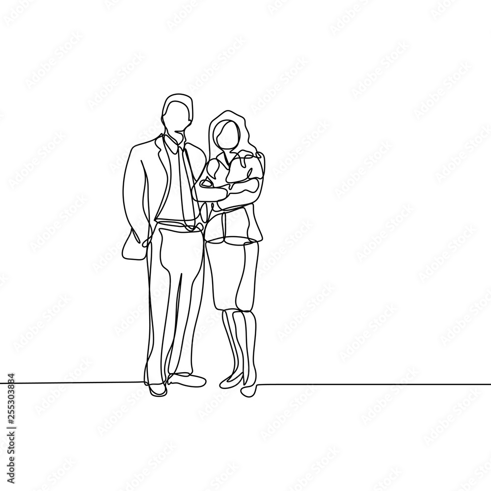 A couple of office worker. concept of a boss and his secretary standing  looks gentle and awesome continuous one line drawing vector illustration  minimalism style theme. Stock Vector | Adobe Stock