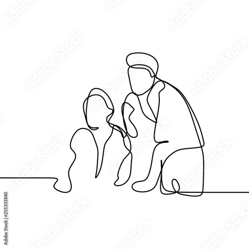 Two worker take a discussio...