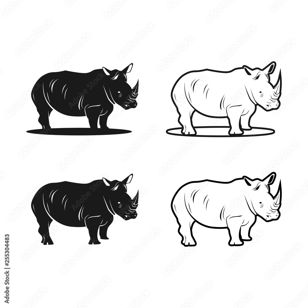 Fototapeta premium black rhinoceros logo