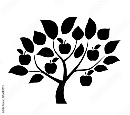 Apple tree monotone silhouette