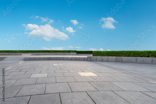 Empty square tiles and beautiful sky scenery © 昊 周