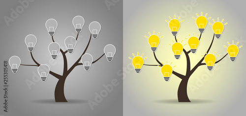 Tree and bulb illustration set