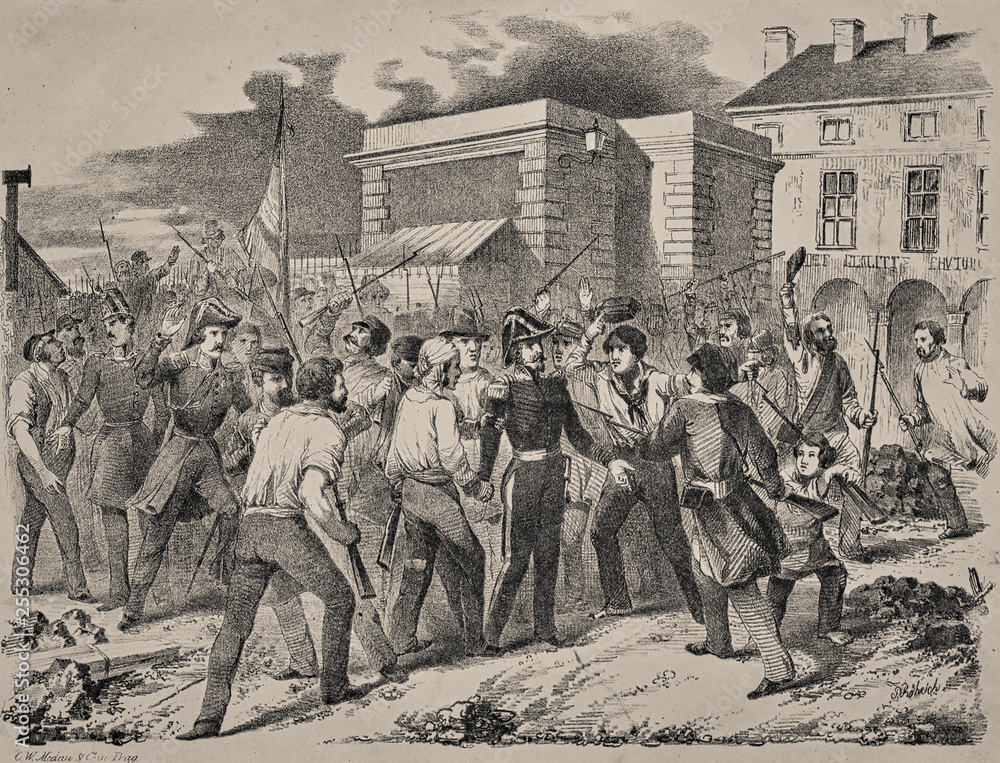The assassination of General Brea - Illustration from 1848