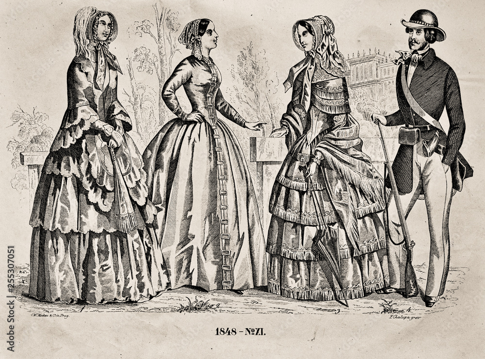Fototapeta premium Dress fashion - Illustration from 1848