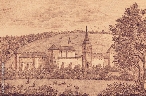 The Monastery Dragomirna in the Bukovina - Illustration from 1848