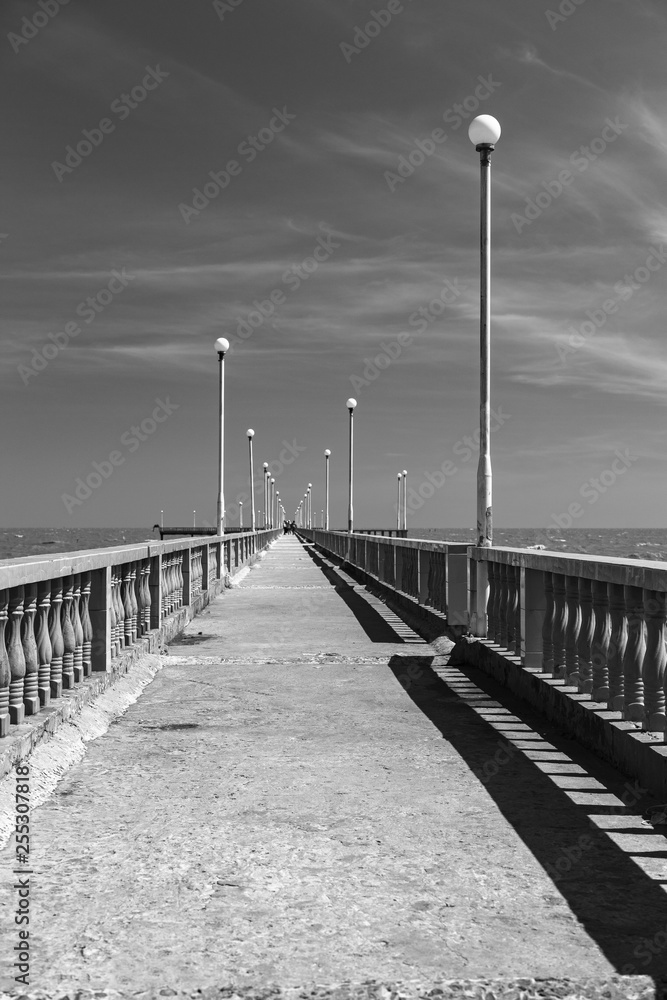 Long pier on the beach