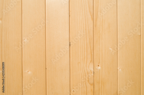 New wooden boards on wall close up