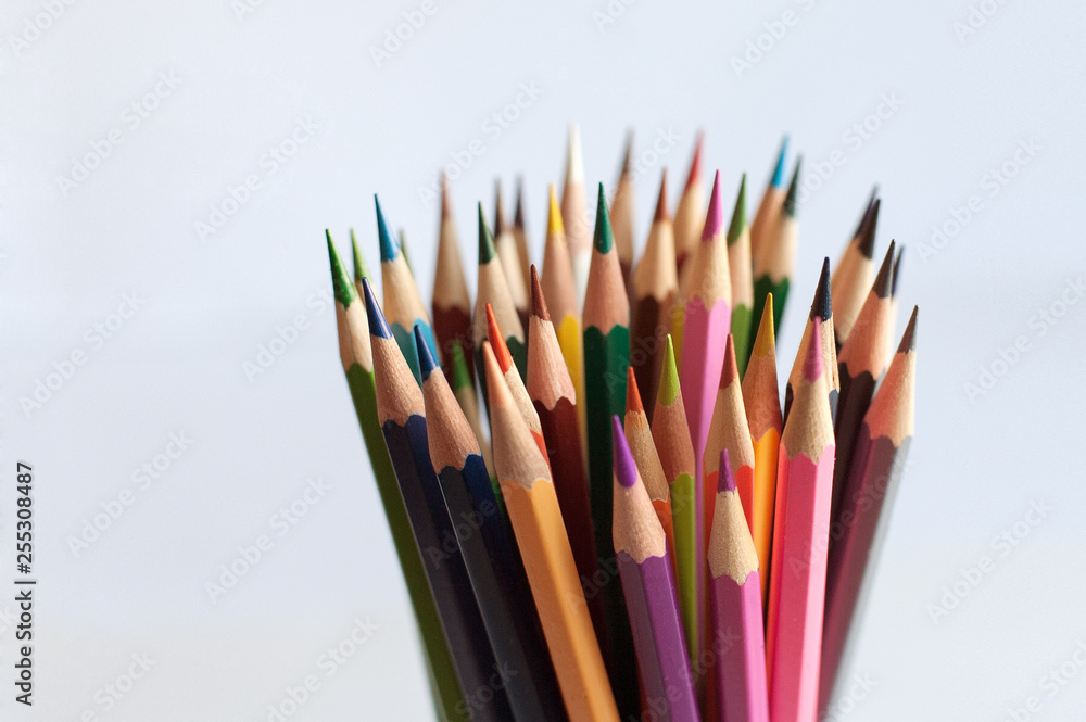 color pencils on white background color pencils on white background