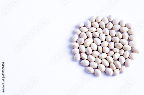 White beans on white background