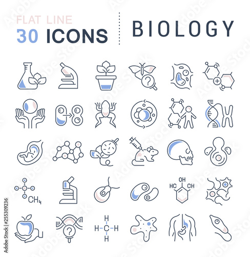 Set Vector Line Icons of Biology. photo