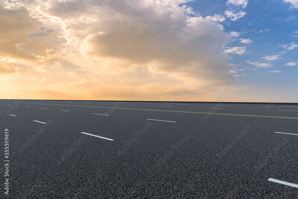 Fototapeta premium Road surface and sky cloud landscape..