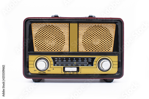 Modern retro radio isolated on white background