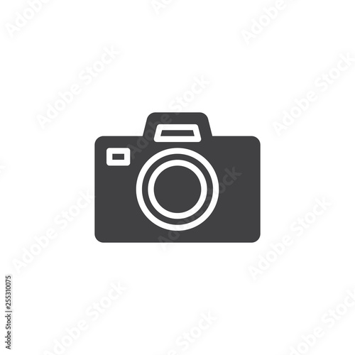 Photo camera vector icon. filled flat sign for mobile concept and web design. Digital camera glyph icon. Symbol, logo illustration. Pixel perfect vector graphics