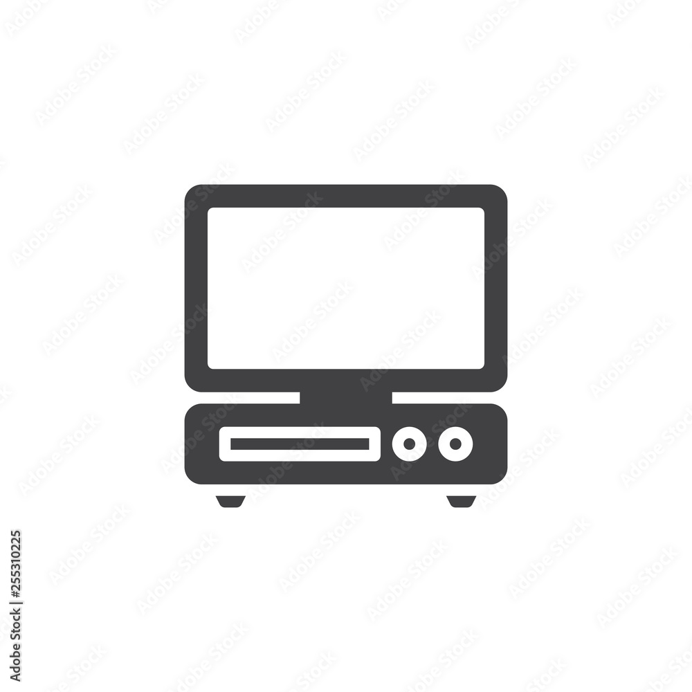 Desktop computer vector icon. filled flat sign for mobile concept and web design. Retro computer glyph icon. Symbol, logo illustration. Pixel perfect vector graphics