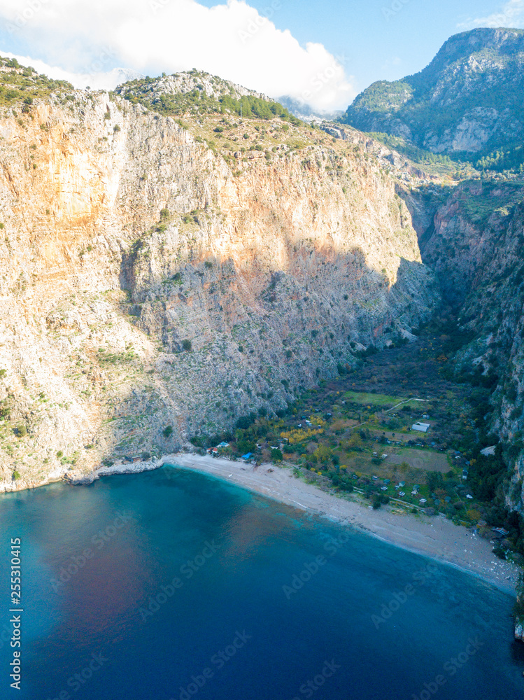 Drone View Cliffs Butterfly Valley Fethiye Turkey