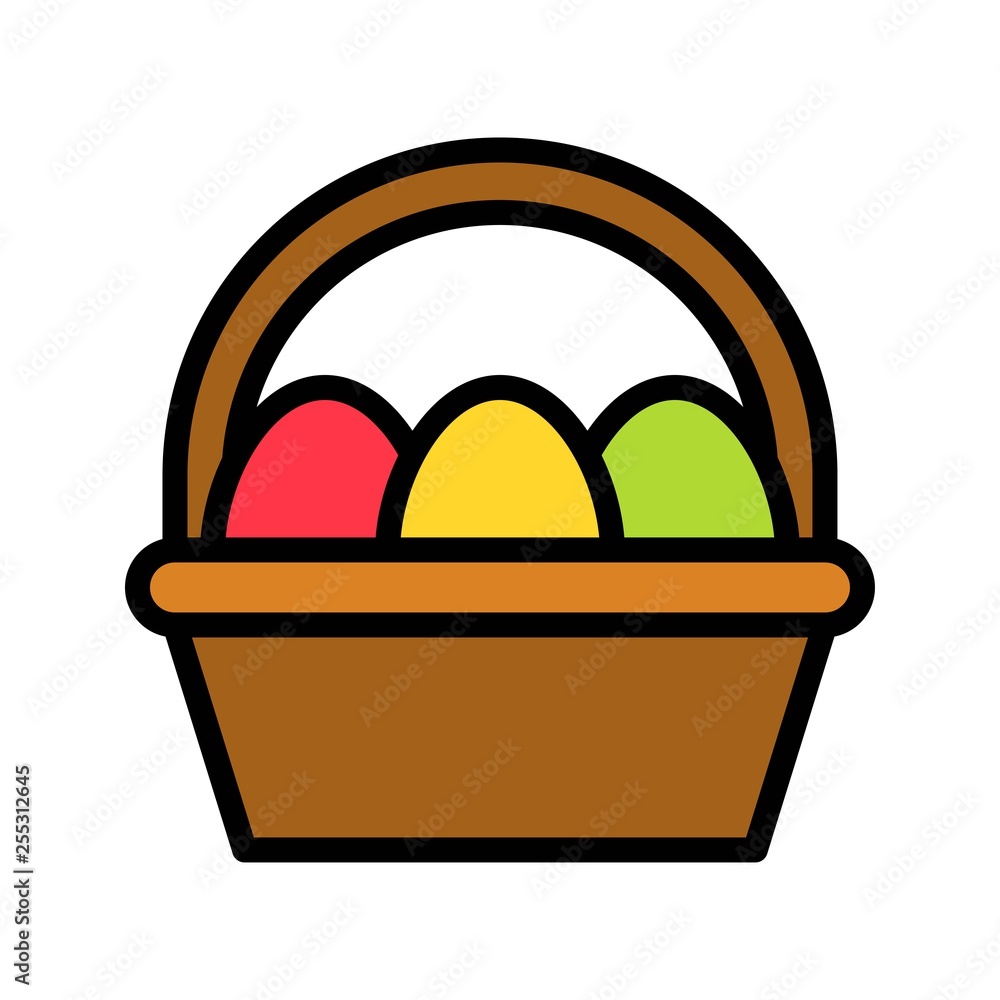 Easter egg basket vector, Easter filled icon editable stroke Easter egg basket vector, Easter filled icon editable stroke