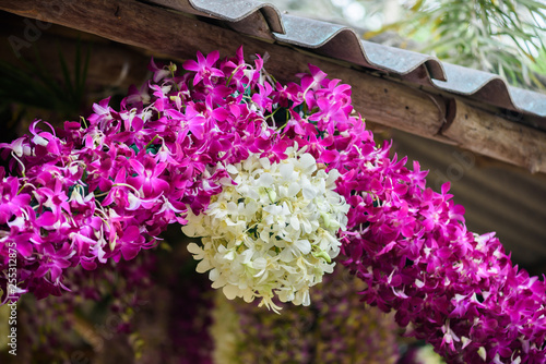 Beautiful flower ball is decorated by orchid