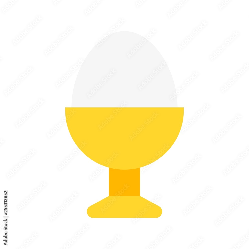 Boiled egg in egg cup vector, Isolated Easter flat style icon Boiled egg in egg cup vector, Isolated Easter flat style icon