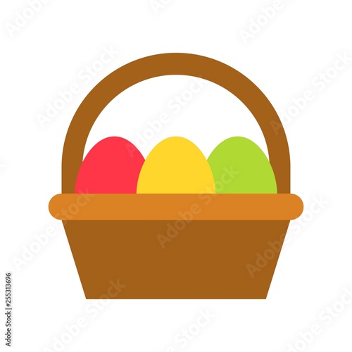 Easter egg basket vector, Isolated Easter flat style icon