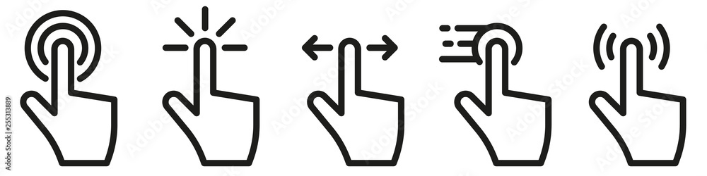 Hand click touch icons set. Vector illustration. Hand click touch icons set. Vector illustration.
