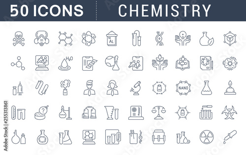 Set Vector Line Icons of Chemistry.