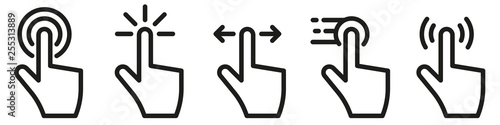 Hand click touch icons set. Vector illustration. photo