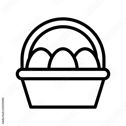 Easter egg basket vector, Easter line icon editable stroke