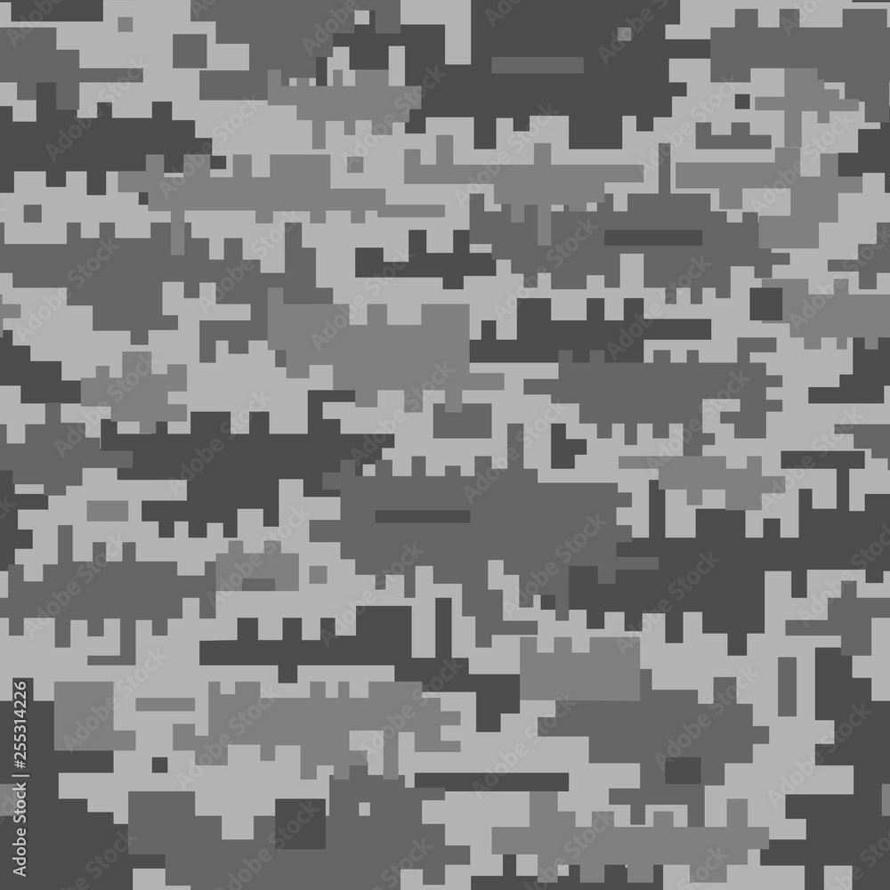 Gray camouflage seamless pattern. Abstract pixel background. Gray camouflage seamless pattern. Abstract pixel background.