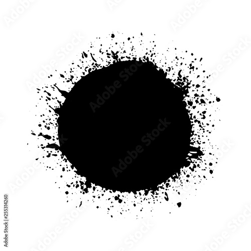 Abstract splatter black color background. Paint dripping vector illustration. Grunge texture.
