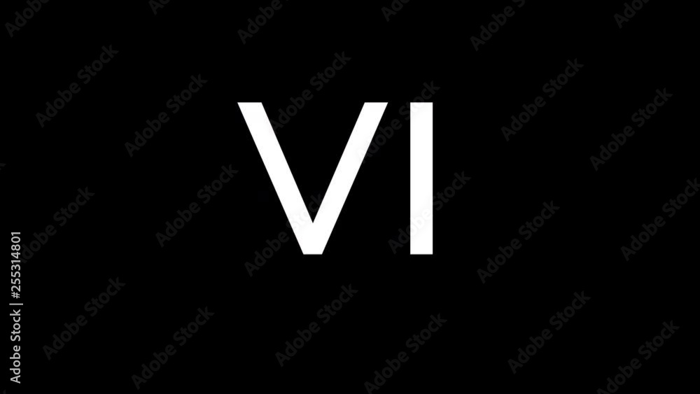 From the Glitch effect arises Roman numerals VI. Then the TV turns off. Alpha channel Premultiplied - Matted with color black From the Glitch effect arises Roman numerals VI. Then the TV turns off. Alpha channel Premultiplied - Matted with color black