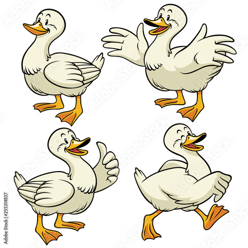 duck with cartoon style in set