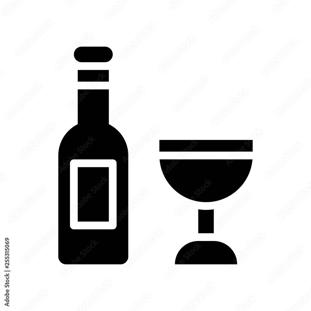 Wine vector, Isolated Easter solid style icon Wine vector, Isolated Easter solid style icon