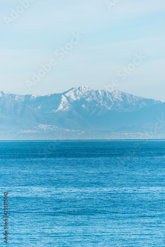 Snow Capped Mountains Along the Southern Italian Coast