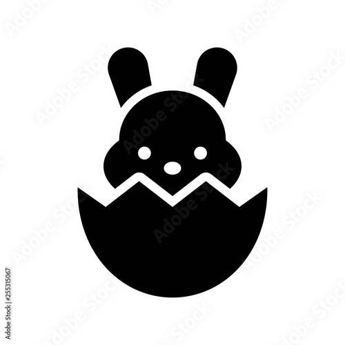 Bunny in eggshell vector, Isolated Easter solid style icon