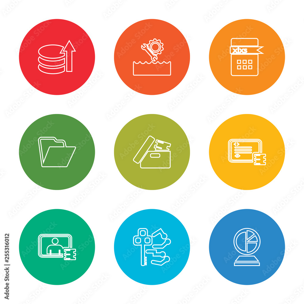 outline stroke analytics, privacy, data, data, storage, folder, xlsx, streaming, database, vector line icons set on rounded colorful shapes outline stroke analytics, privacy, data, data, storage, folder, xlsx, streaming, database, vector line icons set on rounded colorful shapes