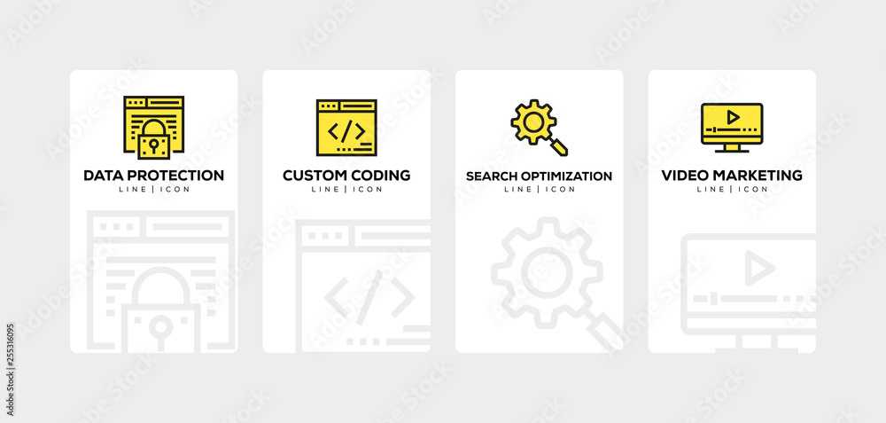 Fototapeta SEO AND DEVELOPMENT LINE ICON SET