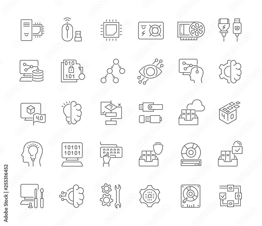 Set Vector Line Icons of Computer Science. Set Vector Line Icons of Computer Science.