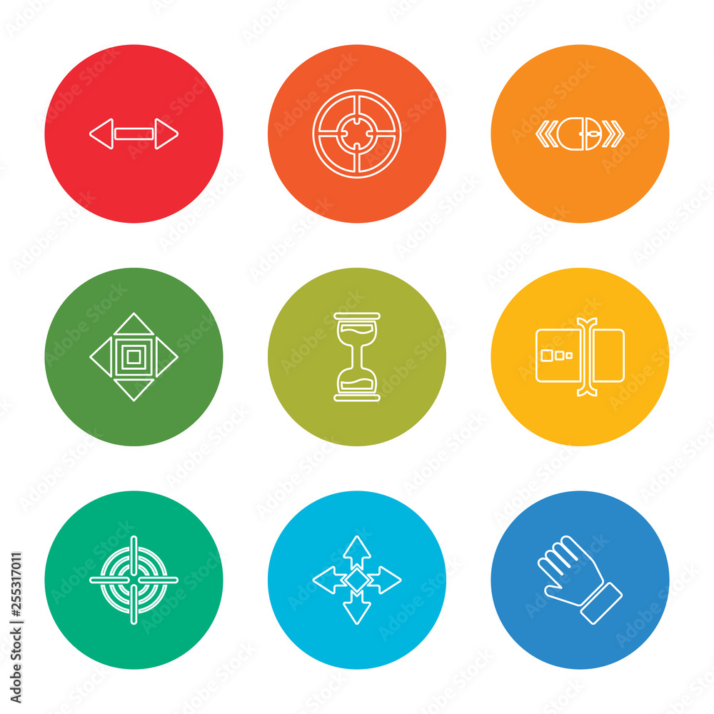 outline stroke hold, move, target, typing, busy, move, scroll, target, scroll, vector line icons set on rounded colorful shapes outline stroke hold, move, target, typing, busy, move, scroll, target, scroll, vector line icons set on rounded colorful shapes
