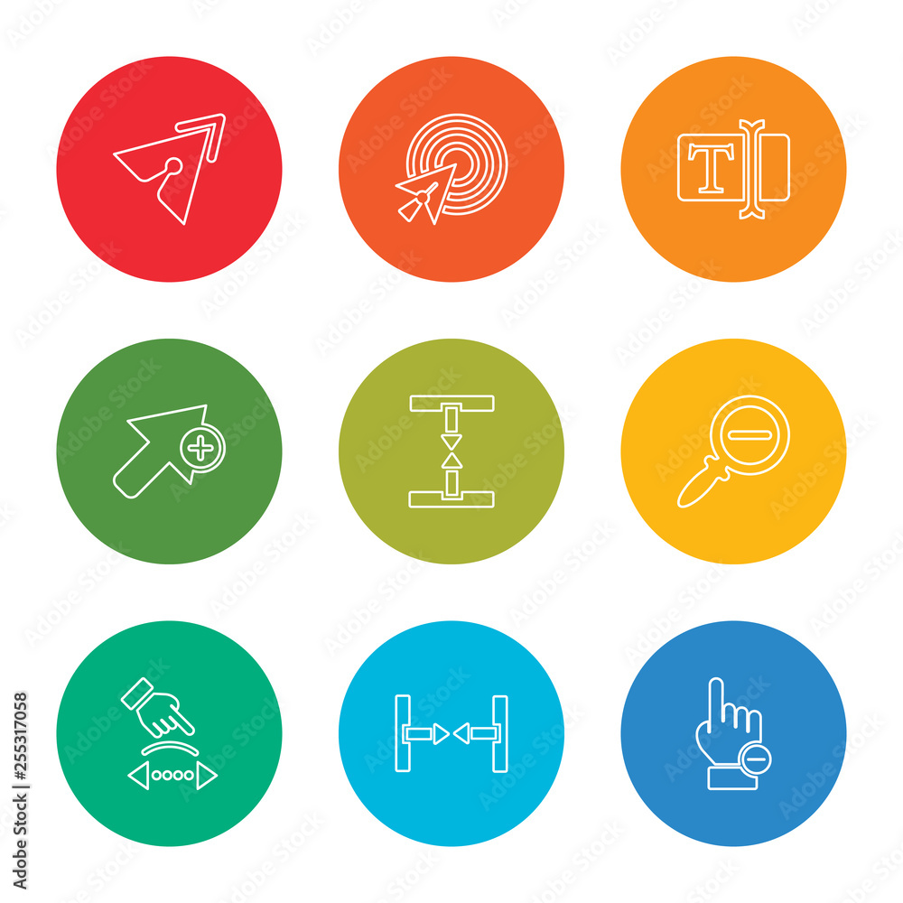outline stroke clicker, scroll, scroll, zoom out, scroll, cursor, text, cursor, cursor, vector line icons set on rounded colorful shapes outline stroke clicker, scroll, scroll, zoom out, scroll, cursor, text, cursor, cursor, vector line icons set on rounded colorful shapes