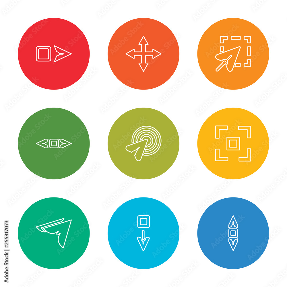 outline stroke move, cursor, cursor, move, cursor, move, selection, vector line icons set on rounded colorful shapes outline stroke move, cursor, cursor, move, cursor, move, selection, vector line icons set on rounded colorful shapes