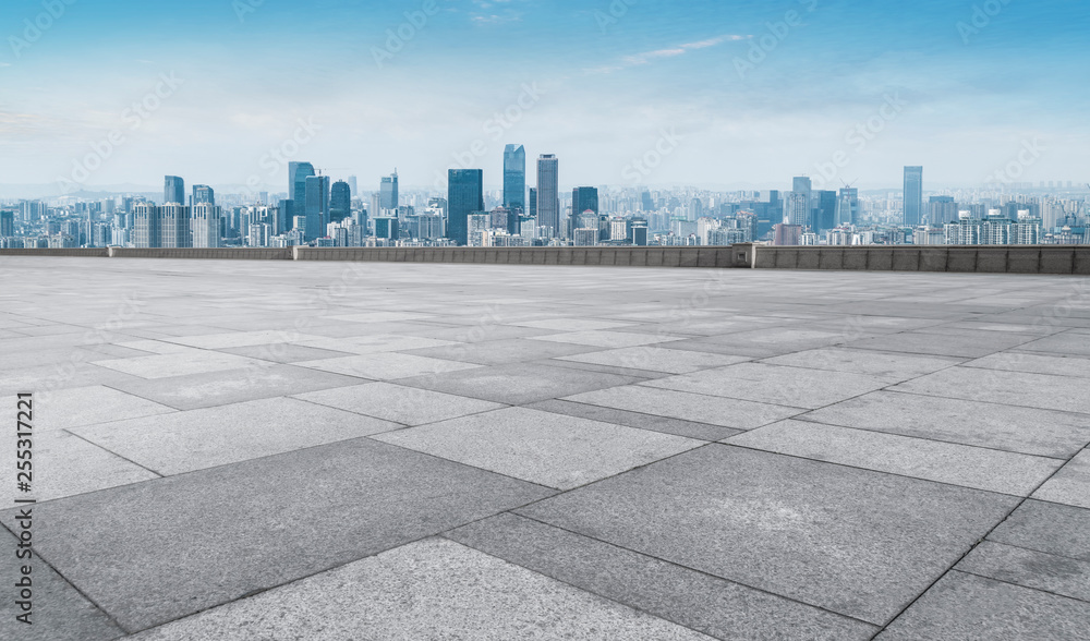 Urban skyscrapers with empty square floor tiles Urban skyscrapers with empty square floor tiles
