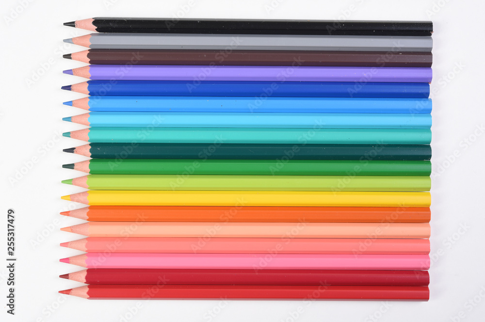 colored pencils on a white background colored pencils on a white background