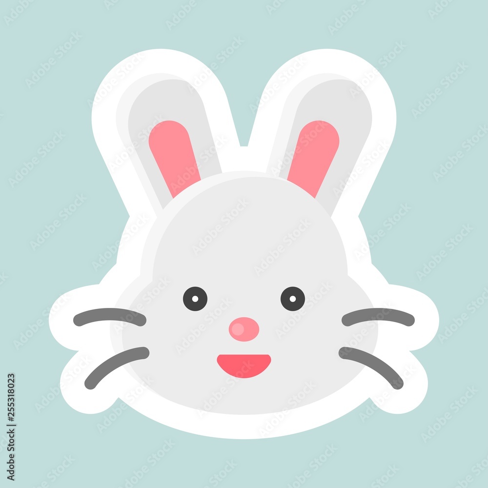 Obraz premium Rabbit vector icon, Easter and spring flat sticker