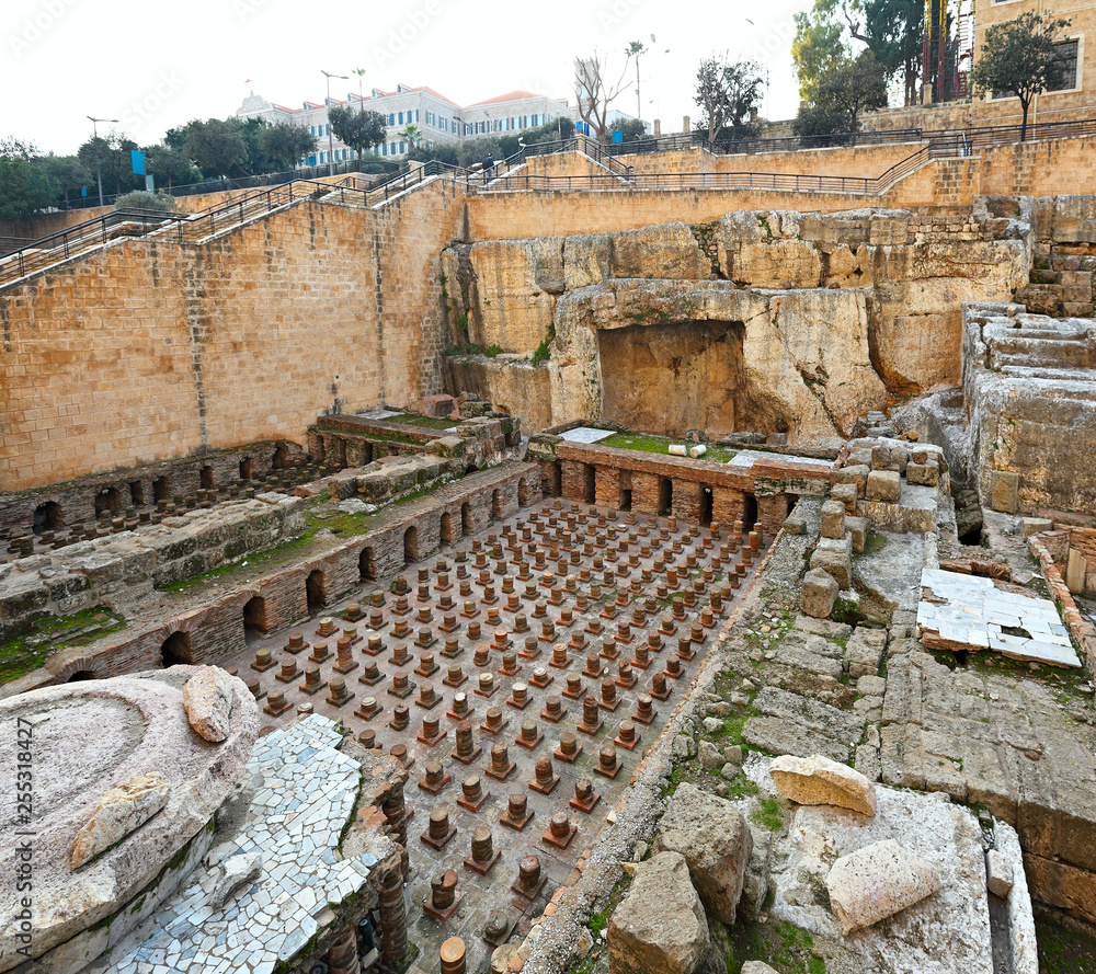 Downtown Beirut, Ruins of ancient Roman Baths, Lebanon Stock Photo ...