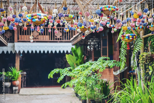 Beautiful local resident area background in local street market Chiangmai Thailand