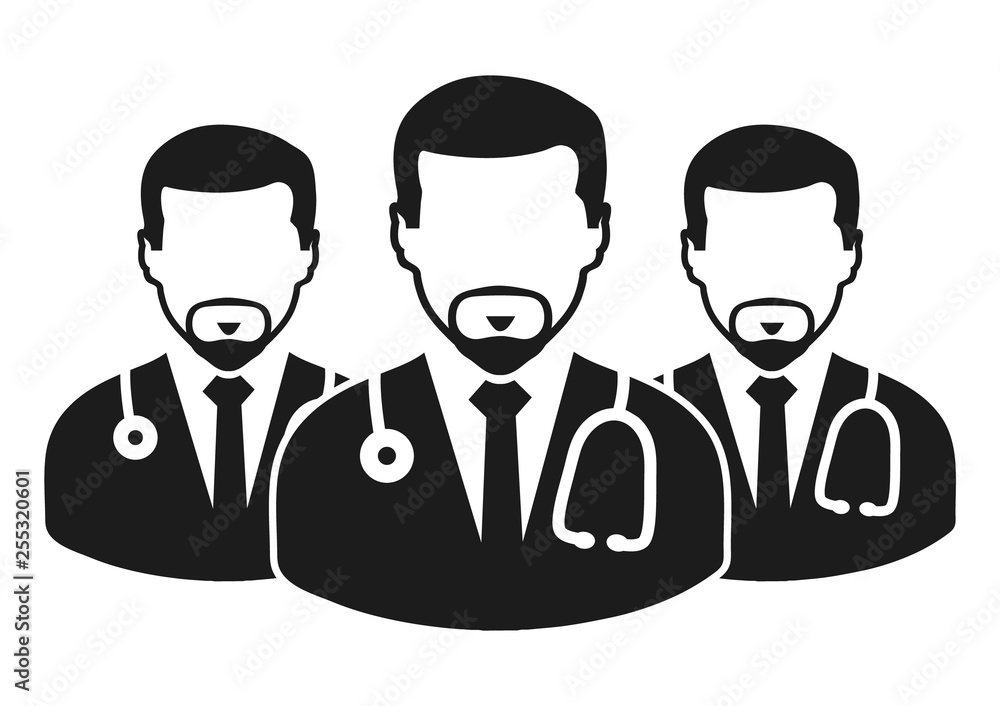 Medical Team Icon with male doctor symbols. Flat style vector EPS. Medical Team Icon with male doctor symbols. Flat style vector EPS.