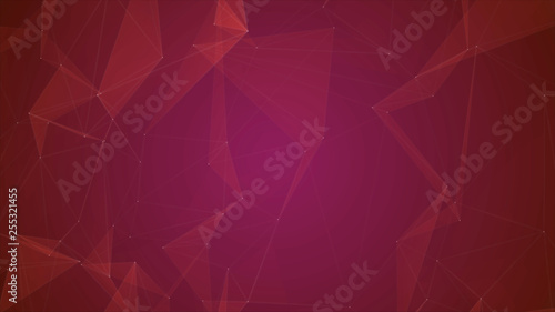 Abstract Beautiful Geometric Background With Moving Lines, Dots And Triangles