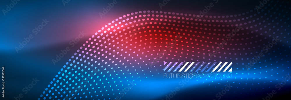 Glowing abstract wave on dark, shiny motion, magic space light. Vector techno abstract background Glowing abstract wave on dark, shiny motion, magic space light. Vector techno abstract background
