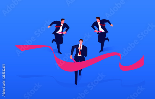 Competition, businessman relay race